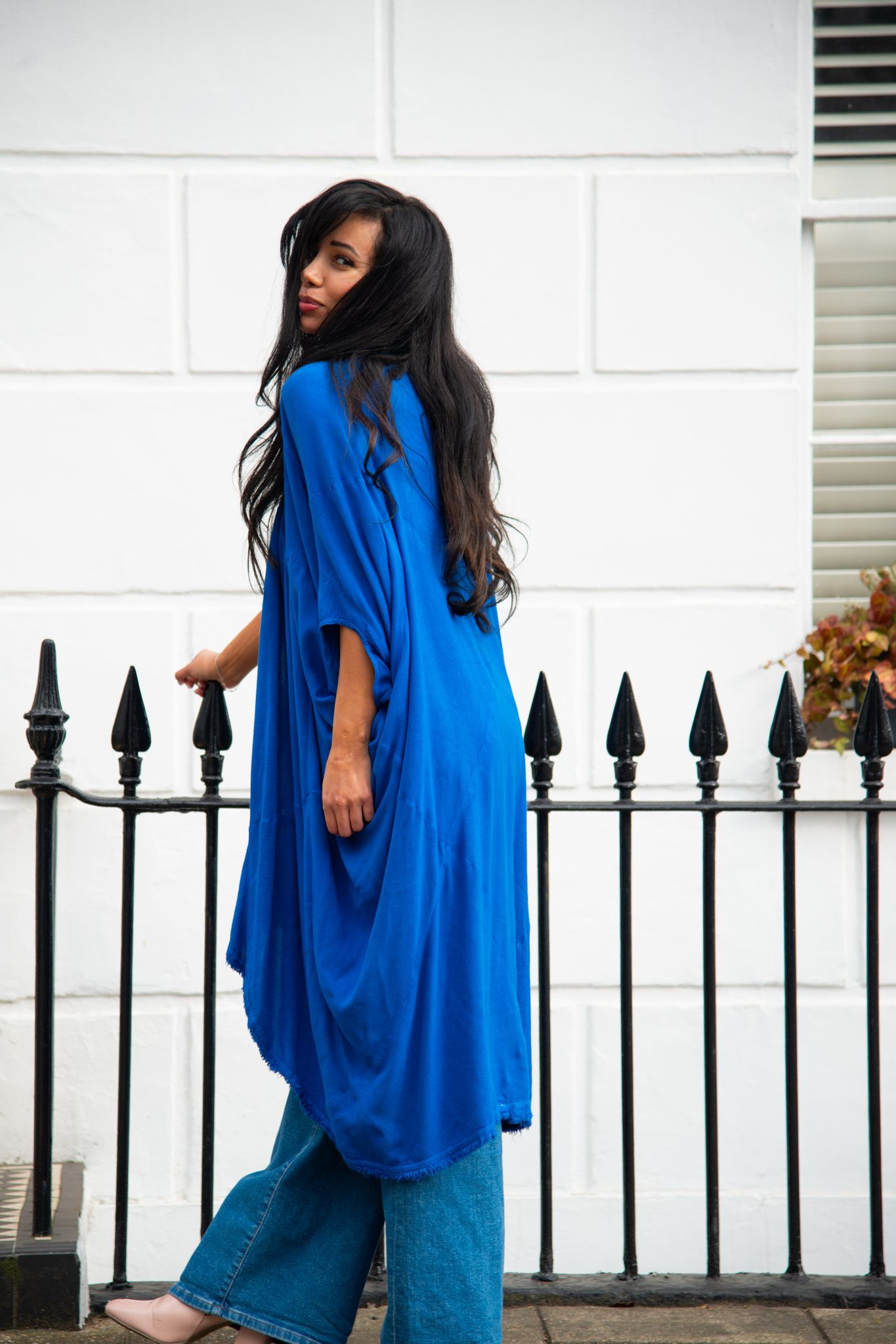 Blue linen wrap