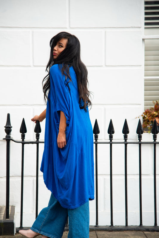 Blue linen wrap