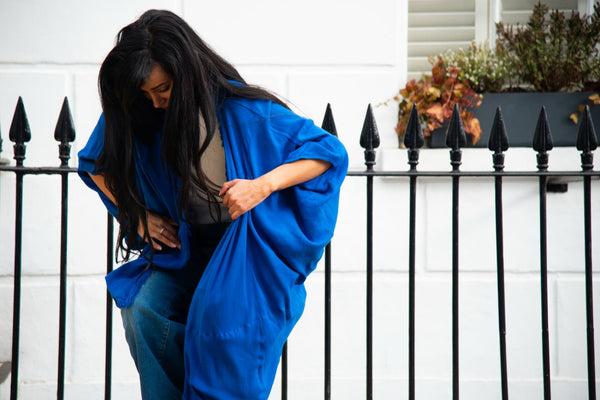 Blue linen wrap